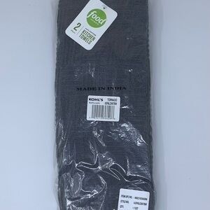 NWT Food Network 2-Pack Tornado Gray Kitchen Towels, 100% Cotton